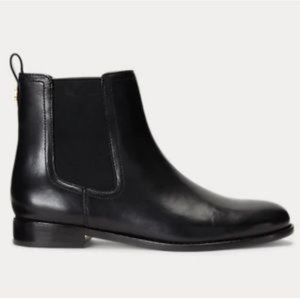 Lauren Ralph Lauren Brylee Burnished Black Leather Ankle Booties Women’s Size 9